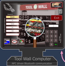 Tool Wall Computer NFC driven Bluetooth communication